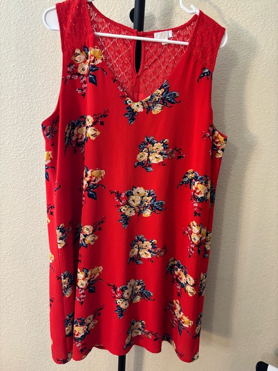 C&C California Dresses & Skirts - C&C California Red Floral Lace-Trim Mini Dress